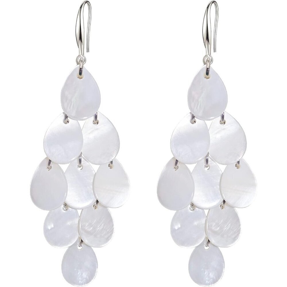 White 01 Plated Dangle Drop Geometric Statement Jewelry for Women Teen